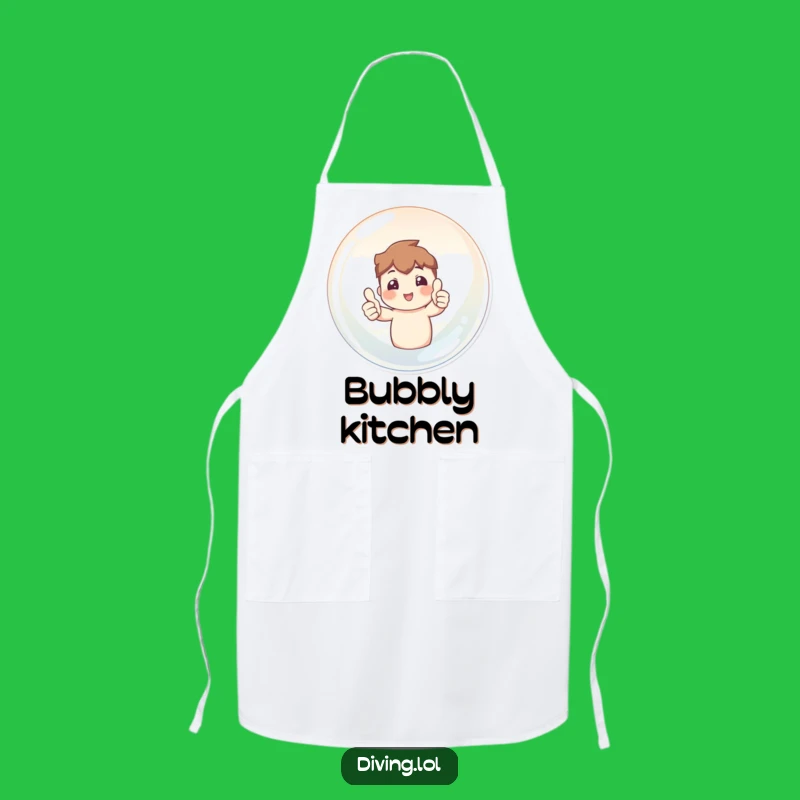 Funny Bubble Chef Apron - Two Thumbs Up Character, Hilarious Kitchen Gift