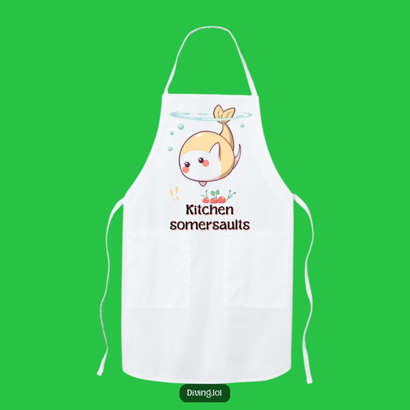 Funny Underwater Somersault Apron: Kitchen Fun with a Playful Food Character