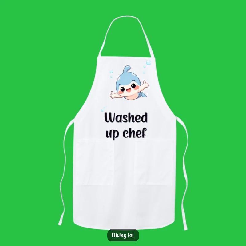 Funny Adorable Swimmer Thumbs Up Apron - Kitchen Fun Aquatic Design