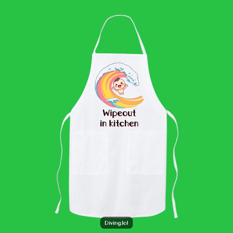 Funny Dive Apron: Cheerful Character's Wave Action, Cook with Fun, Great Gift