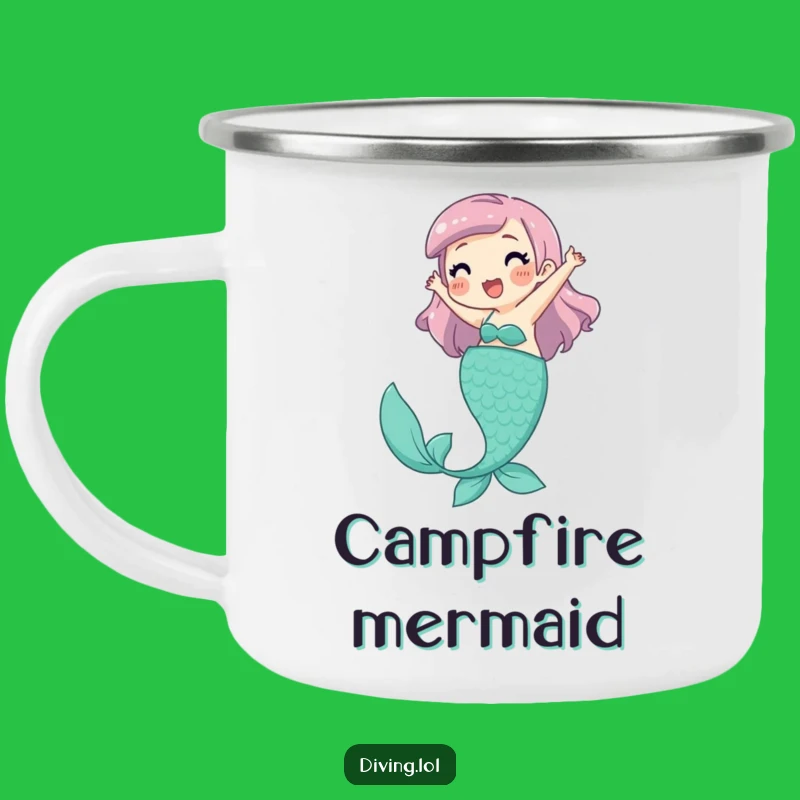 Funny Mermaid Camping Mug: Playful Character's Joyful Adventure, Great Funny Gift