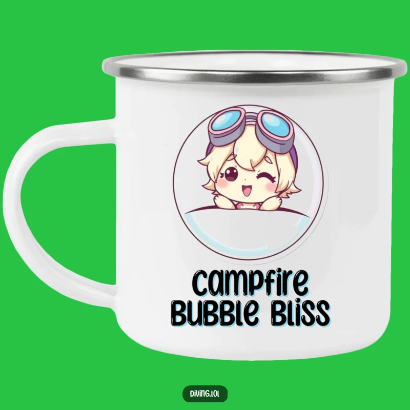 Funny Bubble Character Camping Mug: Goggle Smile's Outdoor Pop-Up Funny Gift