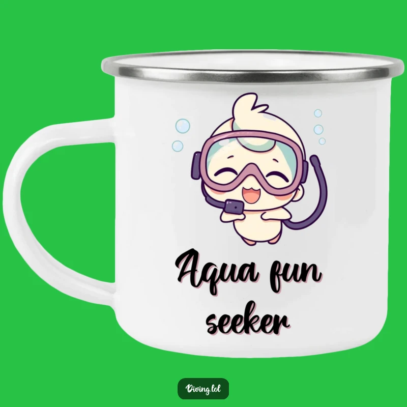 Funny Kawaii Scuba Camping Mug: Underwater Character's Giggles Outdoor Cup Gift