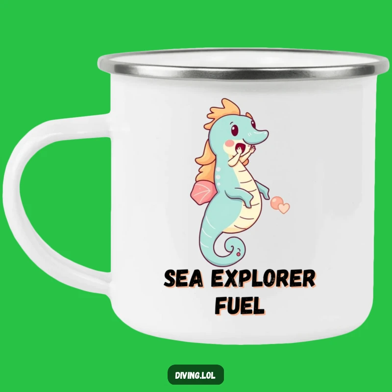 Funny Seahorse Rider Camping Mug: Adventure Character's Outdoor Delight Cup Gift