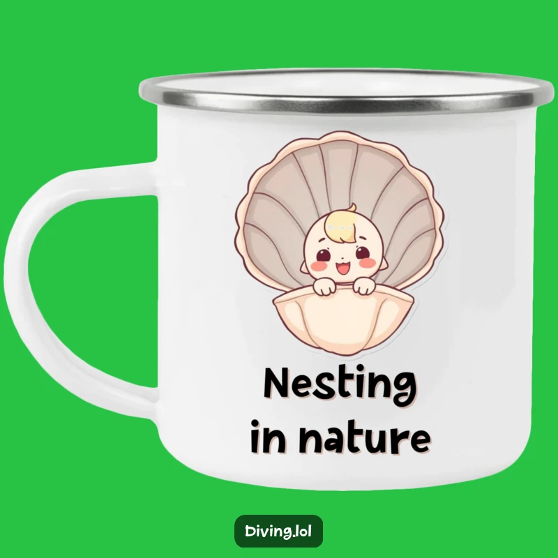 Funny Seashell Peeker Camping Mug - Whimsical Outdoor Companion