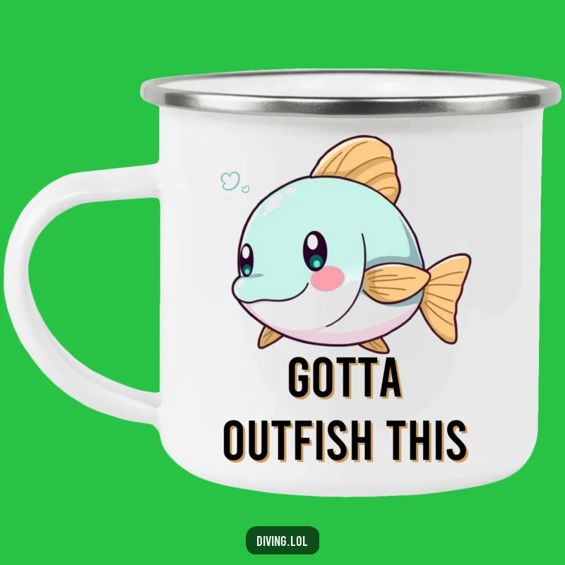 Funny Fish Dodge Camp Mug - Playful Character Hydration, Rugged Funny Gift