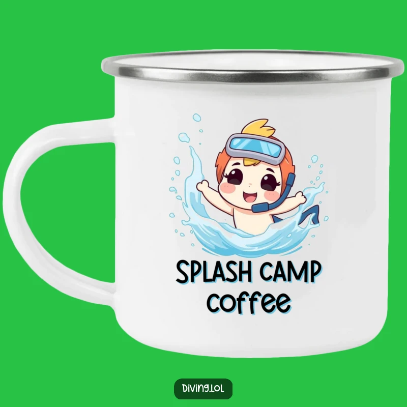 Funny Diver Camping Mug - Playful Splash Enamel Cup, Outdoor Adventure Gift