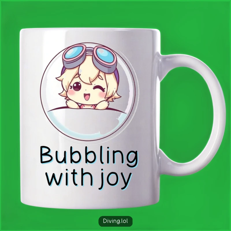 Funny Bubble Character Mug: Goggle-Wearing Smile's Funny Dive into Fun Gift