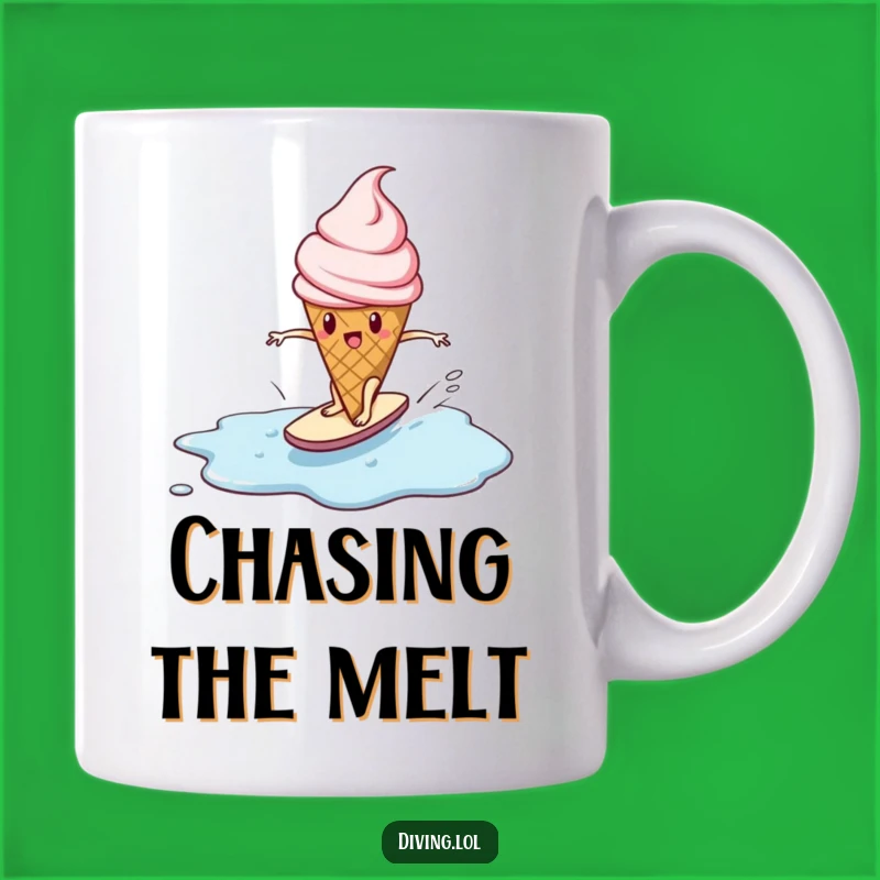 Funny Ice Cream Surfing Mug: Determined Treat Gift for Optimistic Fun Lovers