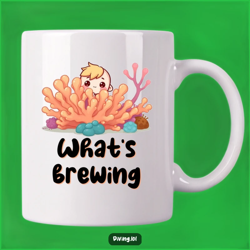 Funny Curious Reef Character Mug: Adorable Peek-a-Boo, Hilarious Gift