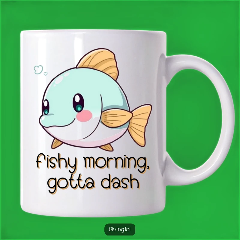 Funny Fish Dodge Mug - Playful Character Escapes, Perfect Gift for Swimmers