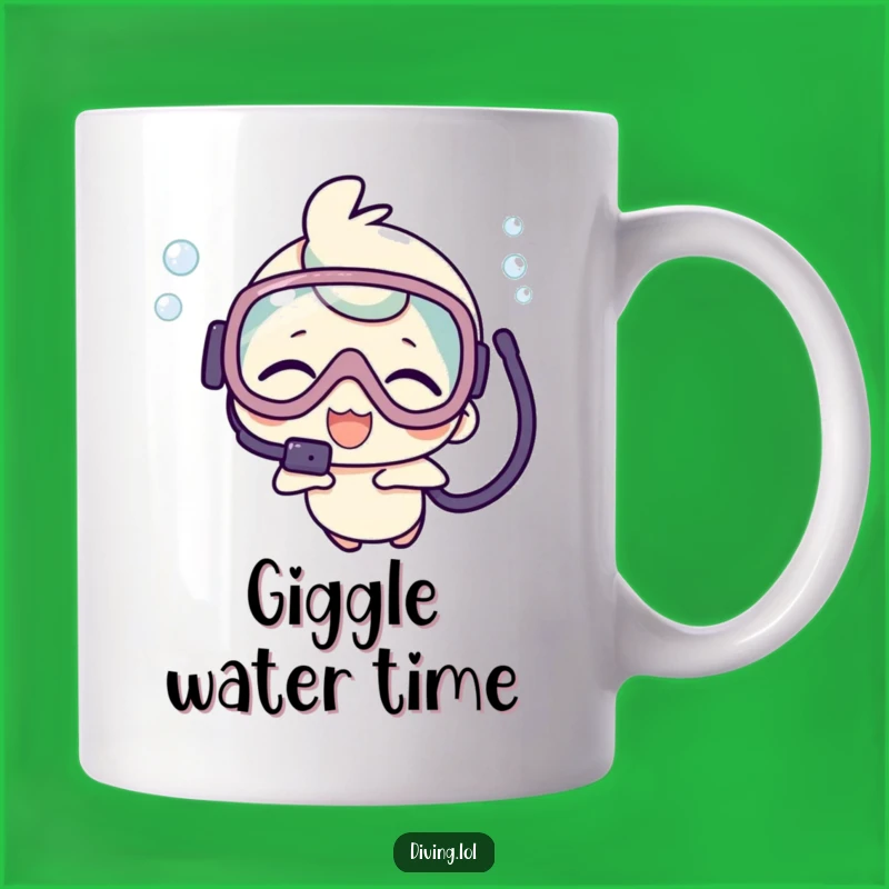 Funny Kawaii Scuba Giggle Mug: Underwater Character's Hilarious Joyful Gift