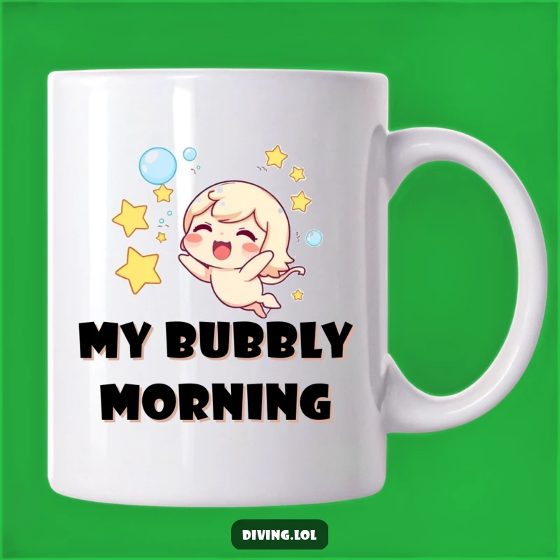 Funny Star Bubbles Mug, Joyful Underwater Character's Magical Sip Gift