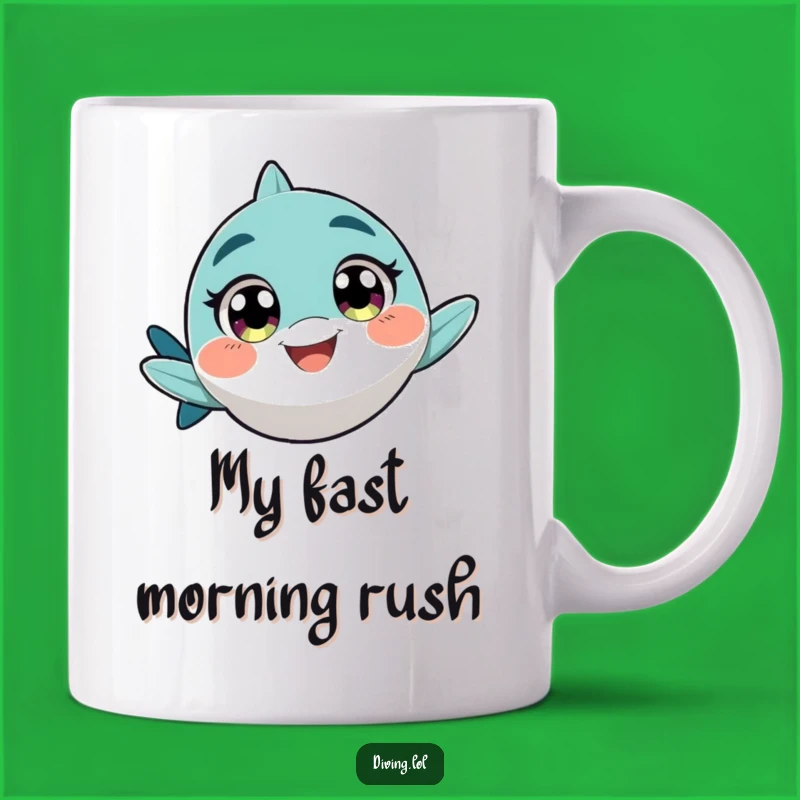 Funny Fast Swimmer Mug, Excited Character's Playful Grin Gift