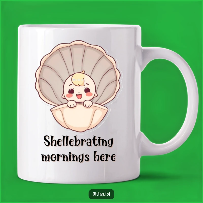 Funny Seashell Peeker Mug - Whimsical Character Smile Gift