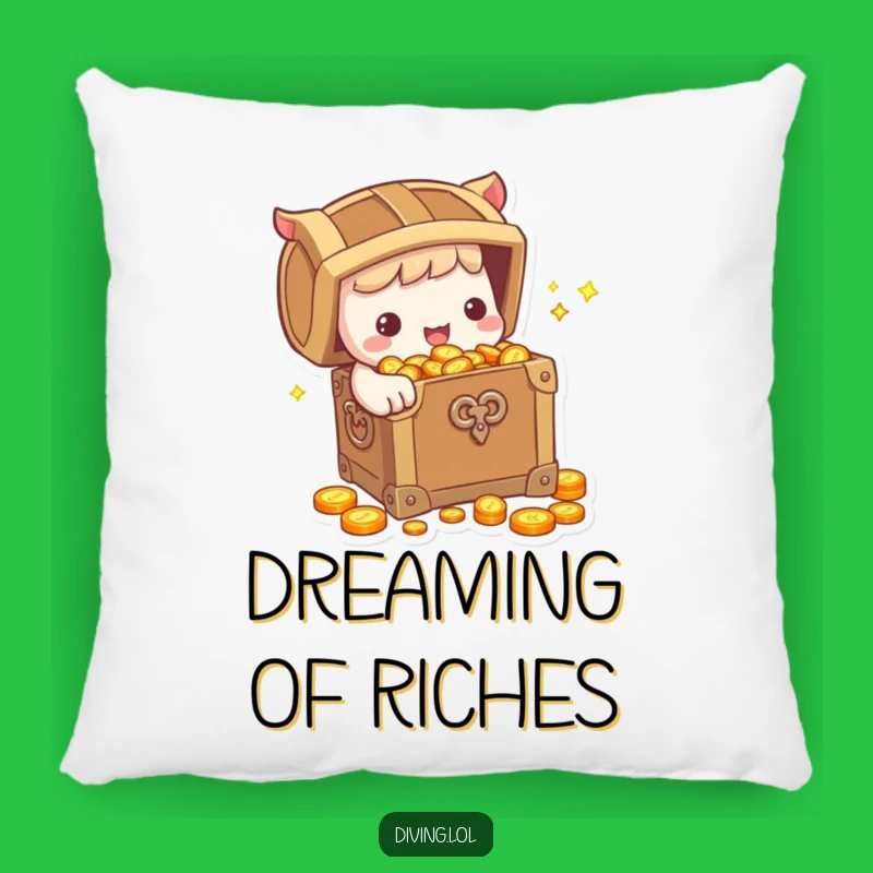 Funny Treasure Pillow: Cute Character With Coins - Cozy & Hilarious Accent Piece