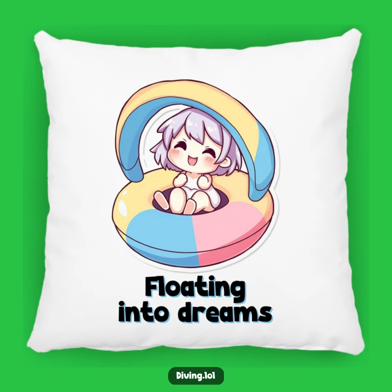 Funny Accent Pillow: Floating Character's Joyful Comfort!