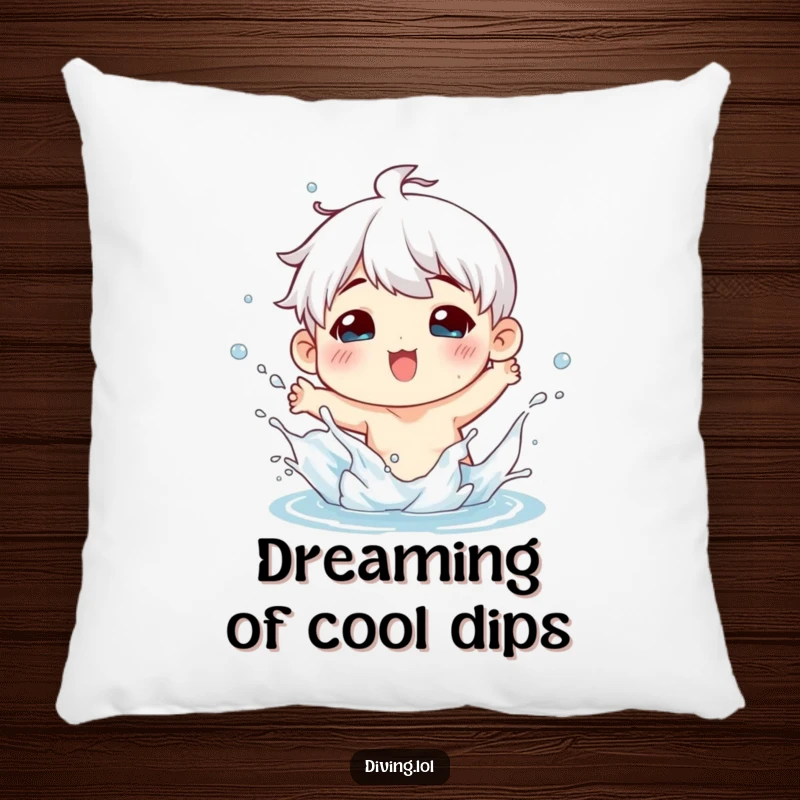 Funny pillow featuring a character playfully splashing water with a joyful expression, perfect for adding a cozy and fun accent.