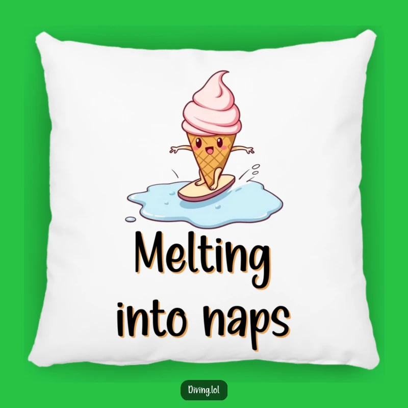 Funny Ice Cream Surfing Pillow: Cozy Comfort with Determined Sweetness
