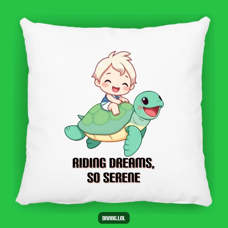 Funny Sea Turtle Rider Pillow: Cozy Comfort with a Cheerful Smile and Ocean Friend