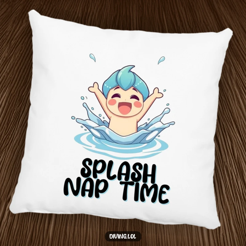 Funny Pillow featuring a joyful character making a triumphant splash, bringing a sense of victory to any cozy space.