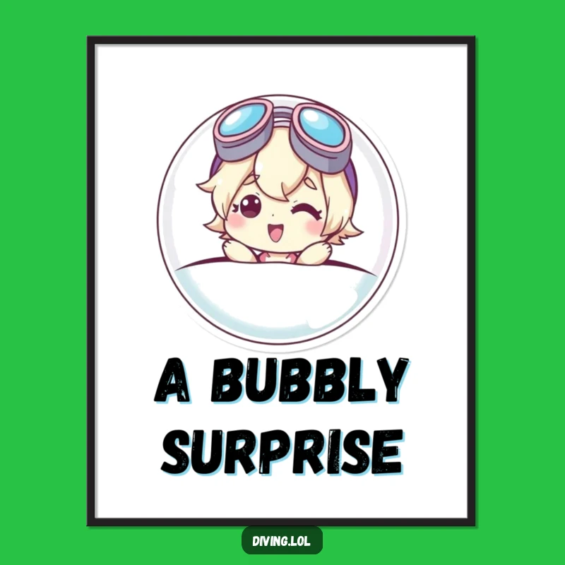 Funny Bubble Character Digital Art: Goggle Smile's Quirky Pop-Up Download Funny Gift