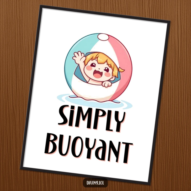 Funny character on a bobbing beach ball, waving enthusiastically, capturing a moment of pure summer delight and playful vacation spirit.