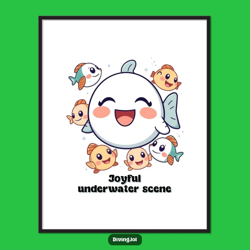 Funny Bubbly Icon Digital Art: Instant Underwater Joy for Walls