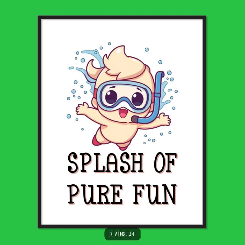 Funny Diving Character Digital Art: Instant Underwater Fun for Walls
