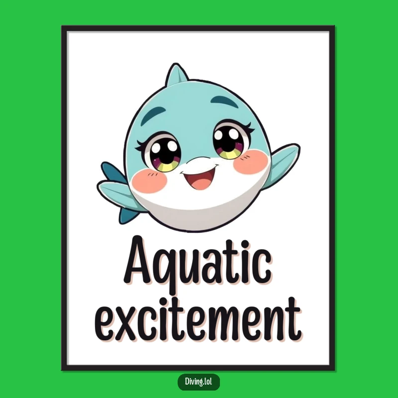 Funny Fast Swimmer Digital Art, Excited Character's Rapid Decor