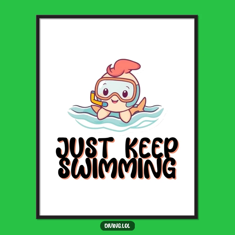 Funny Snorkel Character Digital Art: Happy Swimmer's Wavy Download Funny Gift