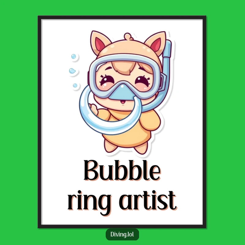 Funny Snorkel Mask Digital Art Print: Whimsical Underwater Character Art, Hilarious Funny Gift!