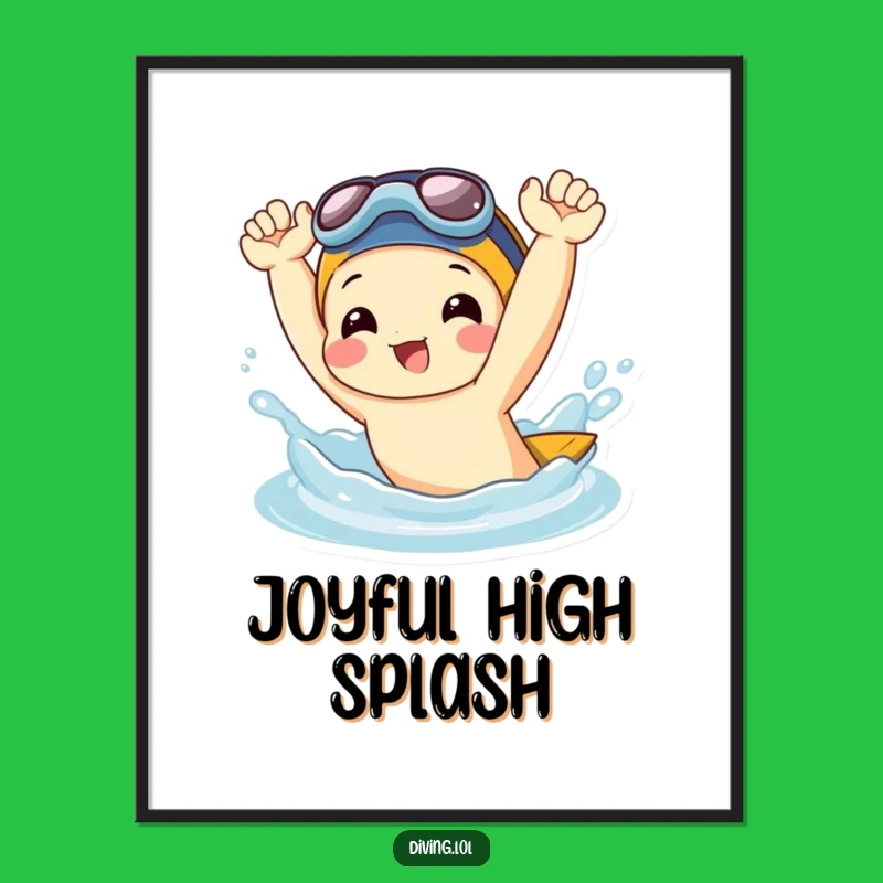 Funny Splash Digital Art: Joyful Character Flipping Fun - Hilarious Printable Wall Decor