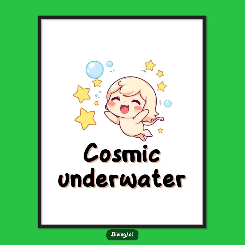 Funny Star Bubbles Digital Art, Joyful Character's Underwater Decor