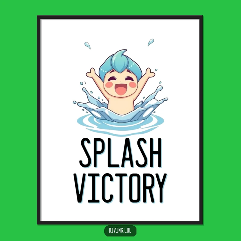 Funny Triumphant Splash Digital Art Print: Joyful Character's Energetic Emergence, Unique Funny Gift