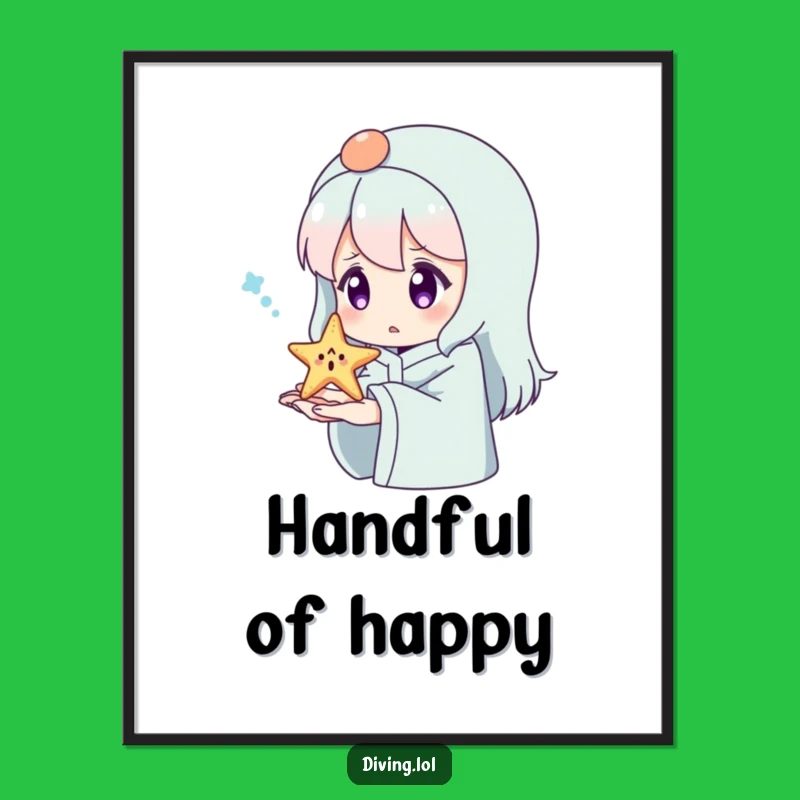 Funny Surprised Starfish Digital Art: Hilarious Beach Print for Ocean Lovers