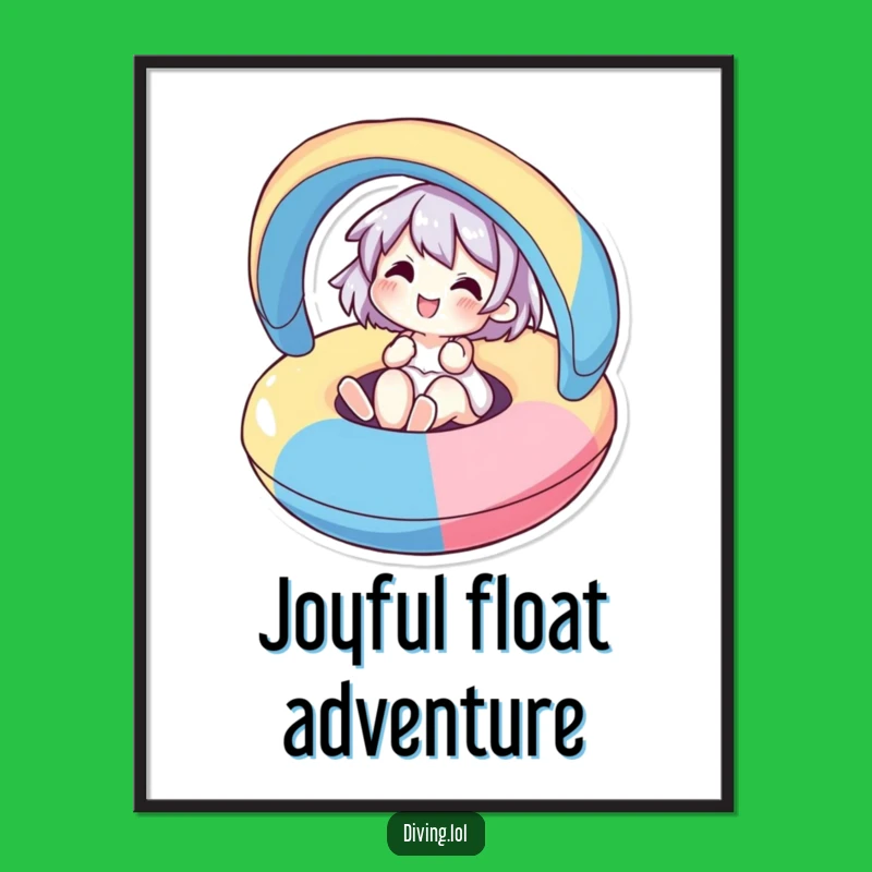 Funny Summer Art Print: Joyful Character on Inflatable!