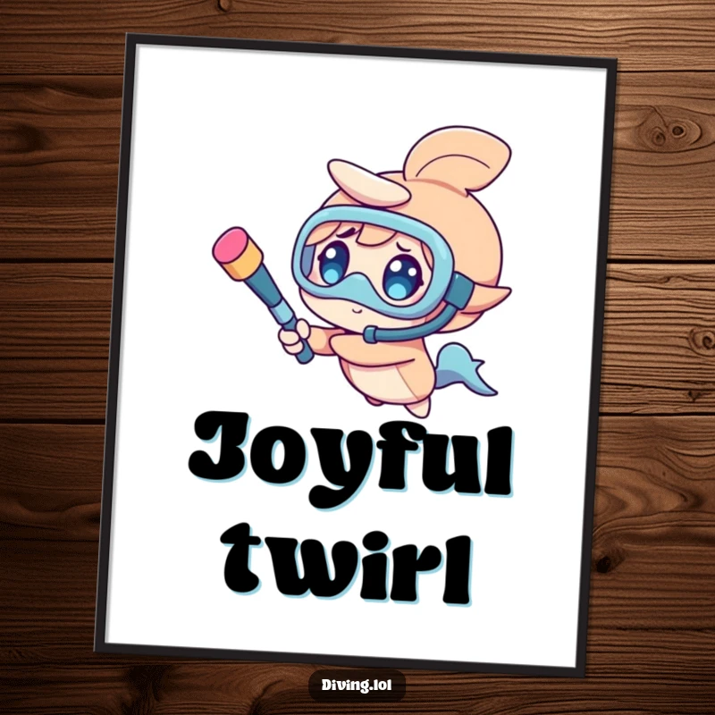 Funny digital art print of a character spinning a snorkel like a baton, eyes full of pure, unadulterated fun.