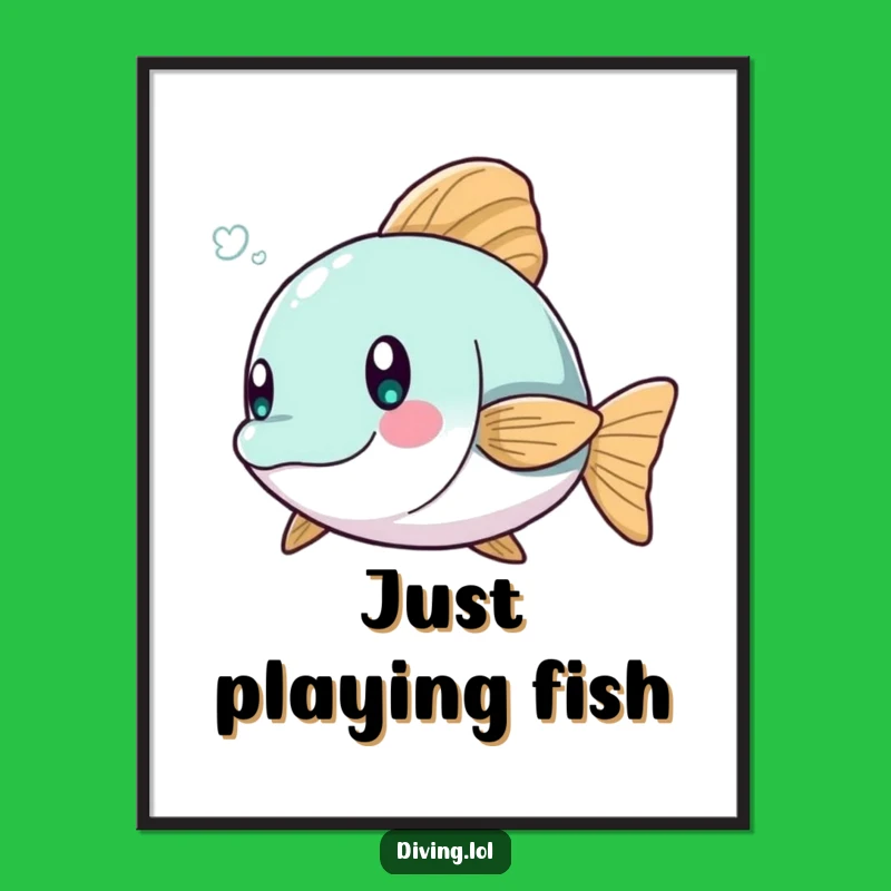 Funny Fish Dodge Art Print - Playful Character Action, Dynamic Funny Gift