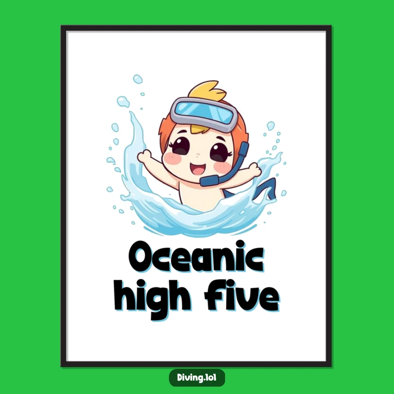 Funny Diver Digital Print - Playful Splash Art, Instant Humorous Decor Gift