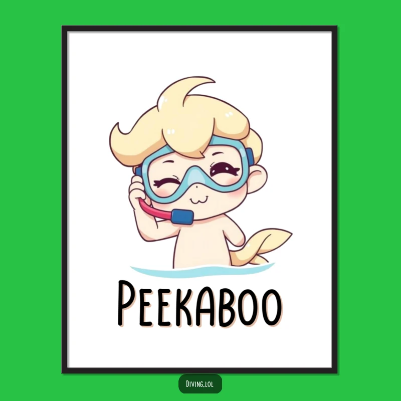 Funny Winking Snorkeler Digital Art: Underwater Charm, Instant Funny Gift Download