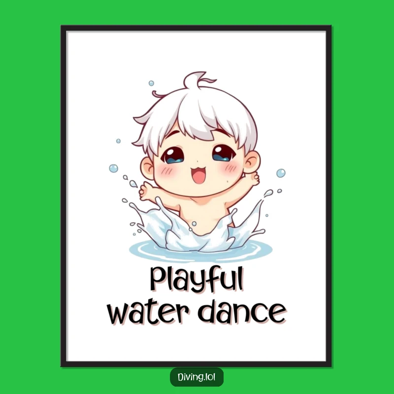 Funny Splashy Fun Digital Print: Charming Figure's Playful Art Gift