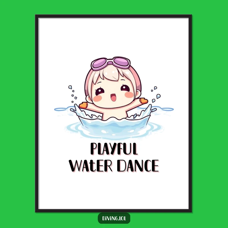 Funny Summer Art Print: Character Splashing with Flippers!