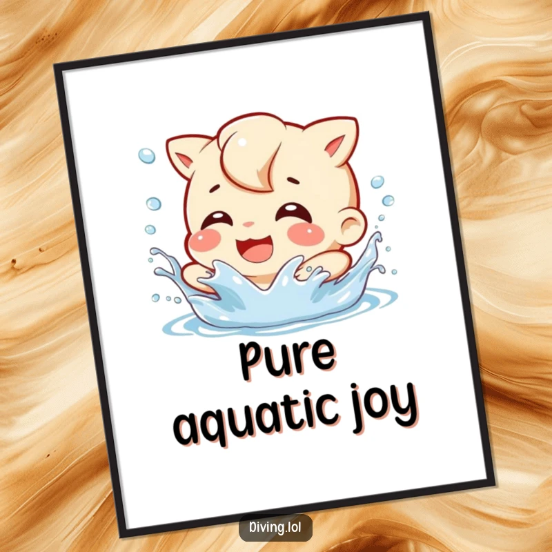 Funny Splash Character Digital Art Print: A high-resolution image of a character gleefully splashing water with a playful grin.