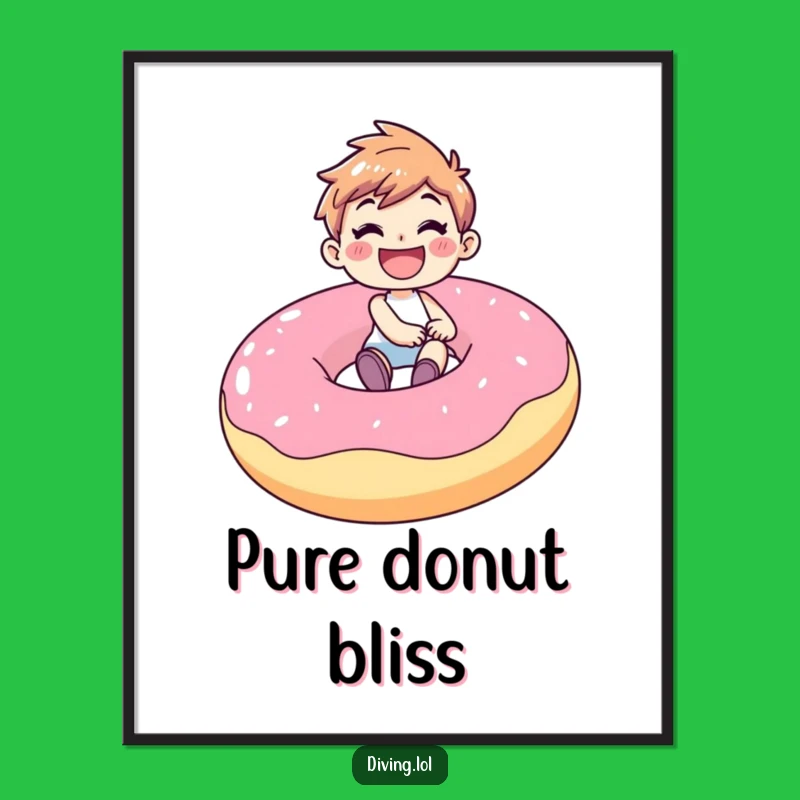 Funny Donut Rider Digital Art: Joyful Character Grinning, Instant Fun Gift