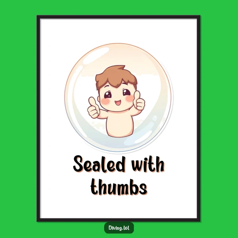 Funny Bubble Digital Art - Two Thumbs Up Character, Instant Uplifting Decor Gift