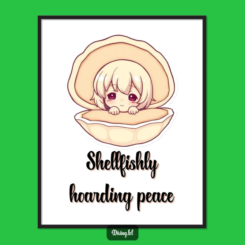 Funny Seashell Curious Art Print - Character Exploration, Whimsical Funny Gift