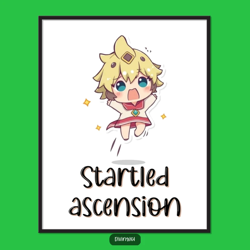 Funny Startled Ascent Digital Art: Rapid Rise, Hilarious Printable Gift