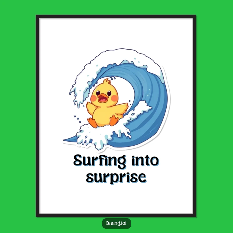 Funny Duck Wave Digital Art: Hilarious Printable, Perfect Funny Gift