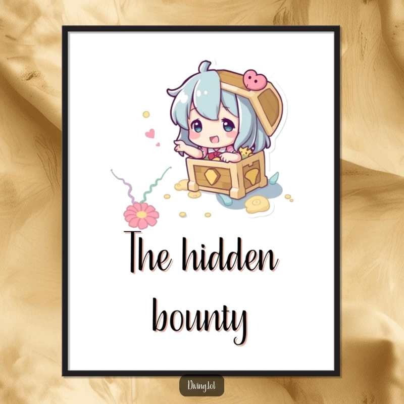 Funny Treasure Hunter Digital Art: A character playfully gesturing to an imagined treasure chest on the seabed.